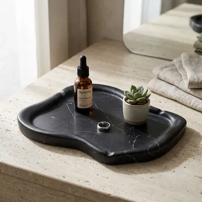 Plateaux - Plateau en marbre noir 250X250MM - SAGIT