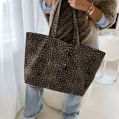 Bags and totes - Reusable tote bag — Nancy Leopard Dark 🖤 (43x15x36 cm) - MOONPACK