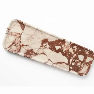 Plateaux - Plateau en marbre rouge blanc 450x150mm - SAGIT