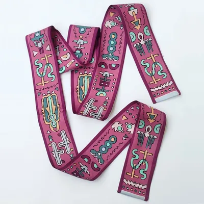 Scarves - Silk sash | The totem | pink and light blue - MON LIEN ATELIER