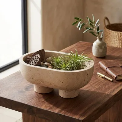 Plateaux - Bol en travertine beige - SAGIT
