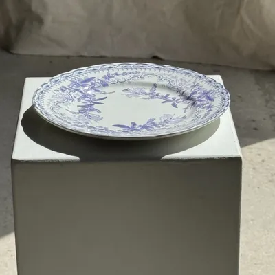 Everyday plates - Set of 5 earthenware dinner plates with lavender-colored floral decora - OFFICE OBJETS