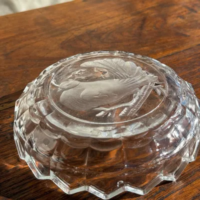 Decorative objects - Molded pressed glass ashtray with dove pattern D:13.5 - OFFICE OBJETS
