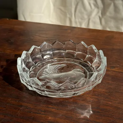 Decorative objects - Molded pressed glass ashtray with dove pattern D:13.5 - OFFICE OBJETS
