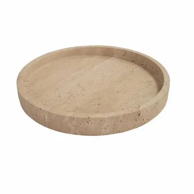 Objets de décoration - Plateau en travertin beige Ø 250 mm - SAGIT