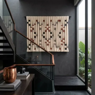Other wall decoration - Copper Diamond: Large-Scale Handmade Modern Macramé Wall Installation - SARMAL DESIGN