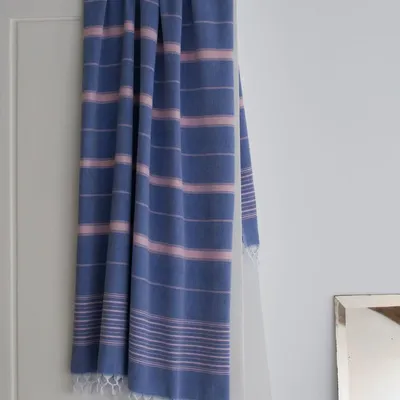 Other bath linens - hammam towel parliament blue-powder pink 170x100 cm - OTTOMANIA