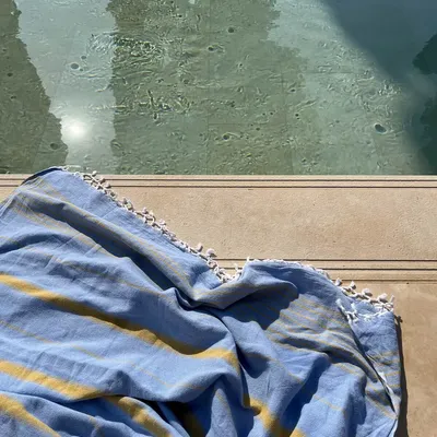 Other bath linens - hammam towel blue/mustard yellow 170x100cm - OTTOMANIA
