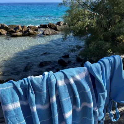Other bath linens - hammam towel XL ocean blue-light blue 220x160 cm - OTTOMANIA