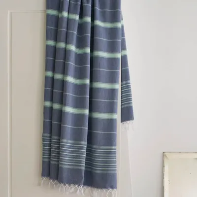 Autres linges de bain - fouta bleu marine/vert vif 170x100cm - OTTOMANIA