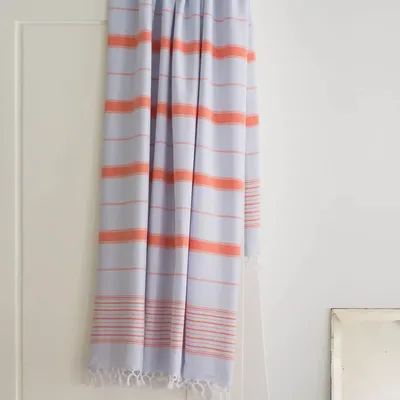 Autres linges de bain - fouta bleu clair/mandarin 170x100cm - OTTOMANIA