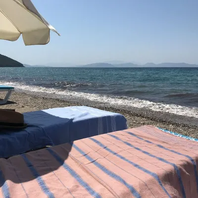 Autres linges de bain - fouta XL marron/bleu marine 220x160cm - OTTOMANIA