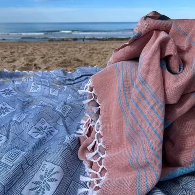 Other bath linens - hammam towel XL copper/ocean blue 220x160cm - OTTOMANIA