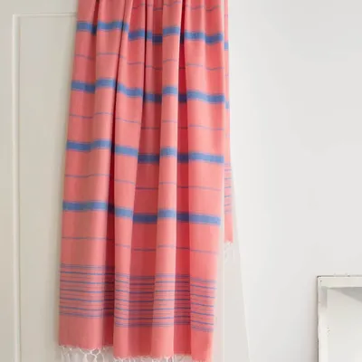 Other bath linens - hammam towel coral red-mediterranean blue 170x100 cm - OTTOMANIA
