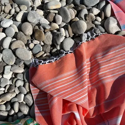 Autres linges de bain - fouta XL mandarine/bleu clair 220x160cm - OTTOMANIA