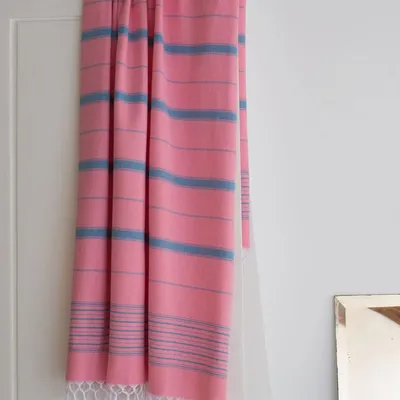 Autres linges de bain - fouta rose bonbon-bleu océan 170x100cm - OTTOMANIA