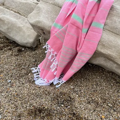 Other bath linens - hammam towel candy pink-pistachio 170x100cm - OTTOMANIA