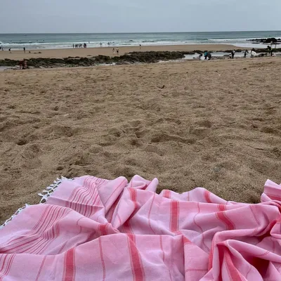 Other bath linens - hammam towel XL powder pink-coral red 220x160 cm - OTTOMANIA