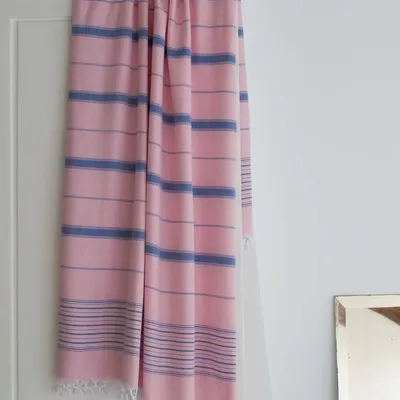 Other bath linens - hammam towel powder pink-parliament blue 170x100 cm - OTTOMANIA