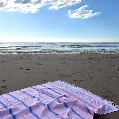 Autres linges de bain - fouta XL rose poudré-bleu parlement 220x160 cm - OTTOMANIA