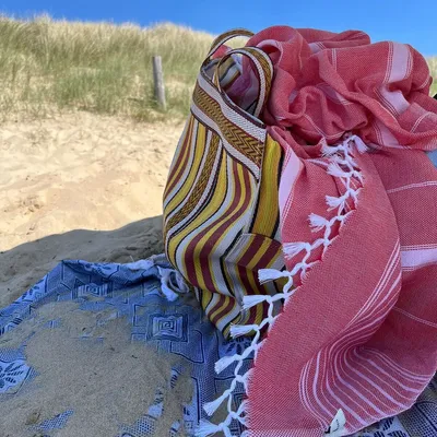 Autres linges de bain - fouta XL rouge brique/rose 220x160cm - OTTOMANIA