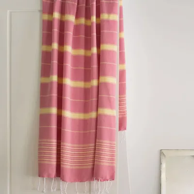 Autres linges de bain - fouta rose tulipe/jaune 170x100cm - OTTOMANIA