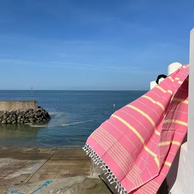 Autres linges de bain - fouta rose tulipe/jaune 170x100cm - OTTOMANIA