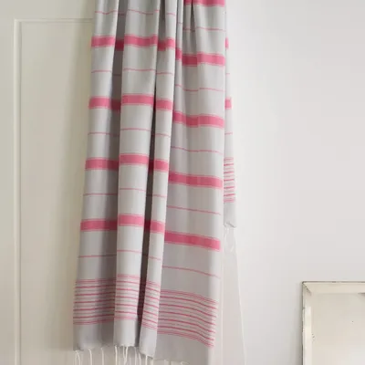 Other bath linens - hammam towel light grey/ruby red 170x100cm - OTTOMANIA