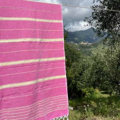 Other bath linens - hammam towel fuchsia/linden 170x100cm - OTTOMANIA