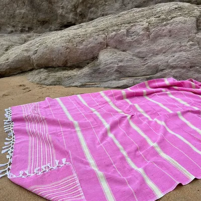 Autres linges de bain - fouta XL fuchsia/tileul 220x160cm - OTTOMANIA