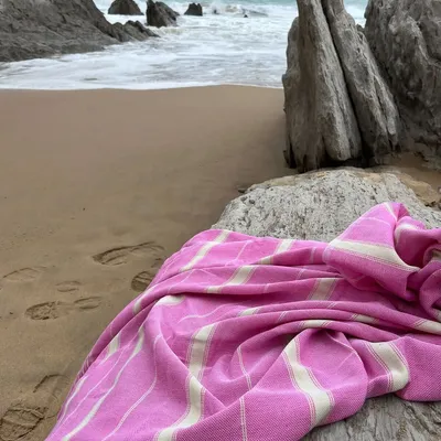 Autres linges de bain - fouta XL fuchsia/tileul 220x160cm - OTTOMANIA