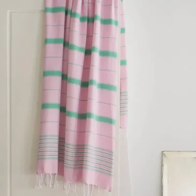 Autres linges de bain - fouta rose/vert jade 170x100cm - OTTOMANIA