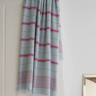 Autres linges de bain - fouta vert d'eau-cerise 170x100cm - OTTOMANIA