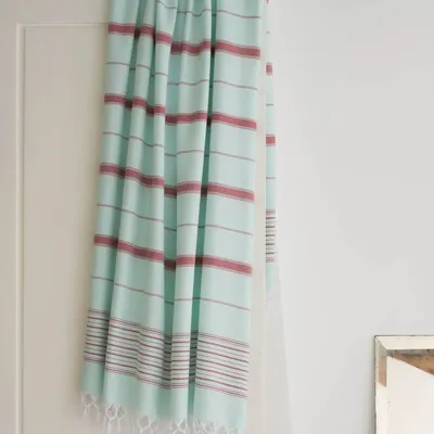 Other bath linens - hammam towel mint green-burgundy 170x100 cm - OTTOMANIA