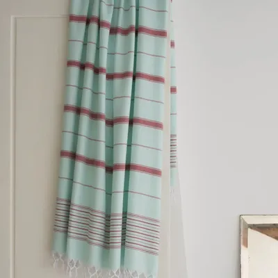 Other bath linens - hammam towel XL mint green-burgundy 220x160 cm - OTTOMANIA