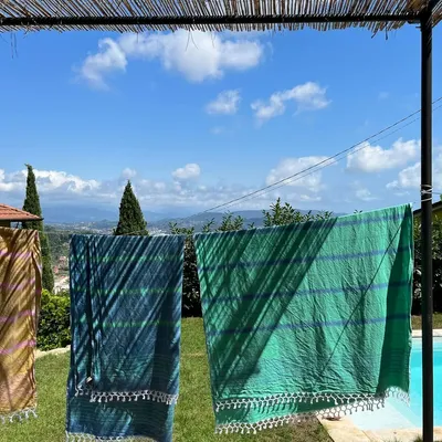 Other bath linens - hammam towel XL jade green/ocean blue 220x160cm - OTTOMANIA