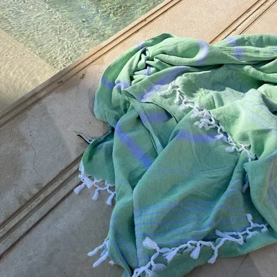 Autres linges de bain - fouta XL pistache/lavande 220x160cm - OTTOMANIA