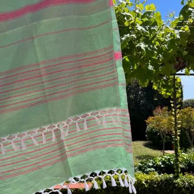 Autres linges de bain - fouta XL pistache/tulipe 220x160cm - OTTOMANIA