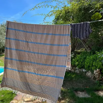 Other bath linens - hammam towel XL olive green/ocean blue 220x160cm - OTTOMANIA