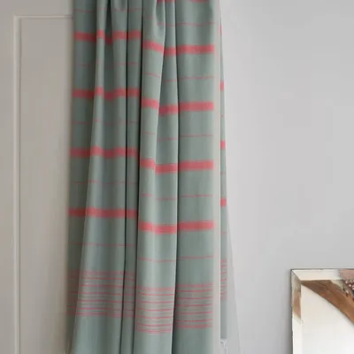 Other bath linens - hammam towel XL grey green/coral red 220x160cm - OTTOMANIA