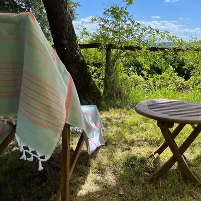 Other bath linens - hammam towel XL grey green/coral red 220x160cm - OTTOMANIA