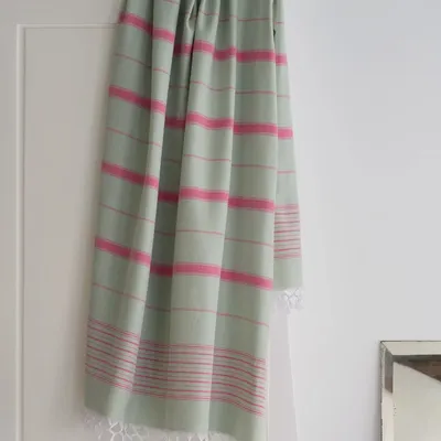 Autres linges de bain - fouta sauge/fuchsia 170x100cm - OTTOMANIA