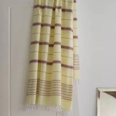 Other bath linens - hammam towel lemon yellow-chocolate brown 170x100 cm - OTTOMANIA
