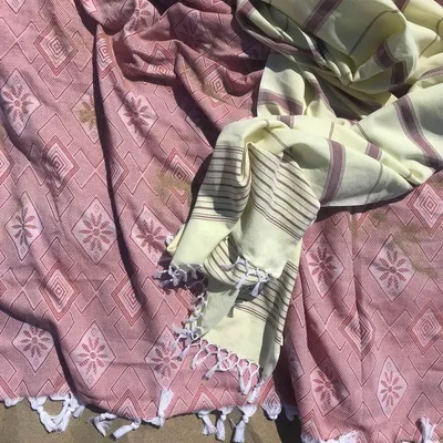 Other bath linens - hammam towel XL lemon yellow-chocolate 220x160 cm - OTTOMANIA