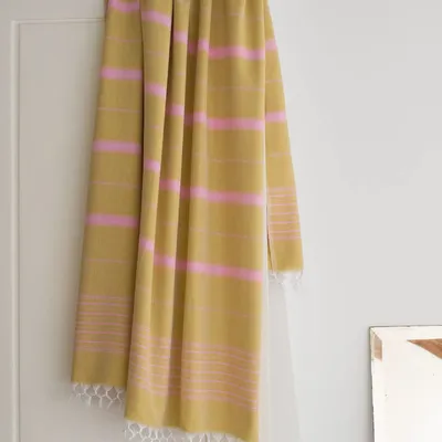 Other bath linens - hammam towel mustard yellow/sorbet pink 170x100cm - OTTOMANIA