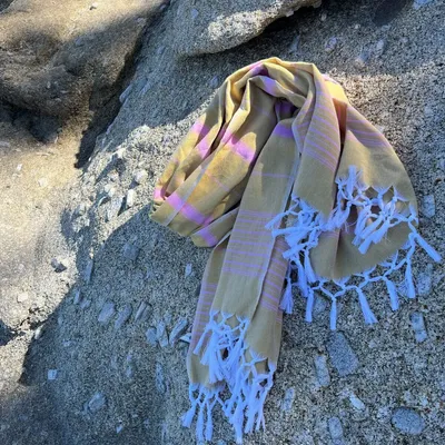Other bath linens - hammam towel mustard yellow/sorbet pink 170x100cm - OTTOMANIA