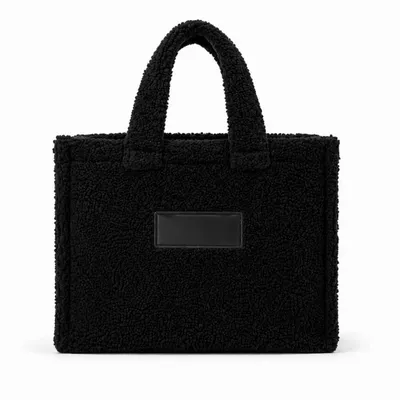 Bags and totes - Teddy Tote Bag in Plush Effect Fabric - Black - MOONPACK