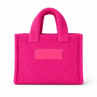Bags and totes - Teddy Tote Bag in Plush Effect Fabric - Fuschia (37x16x28cm) - MOONPACK