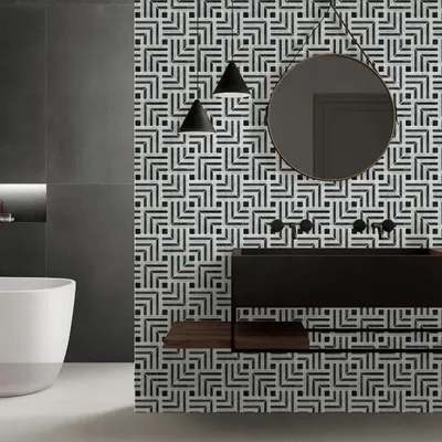 Mosaics - White green carrara marble mosaic - SAGIT