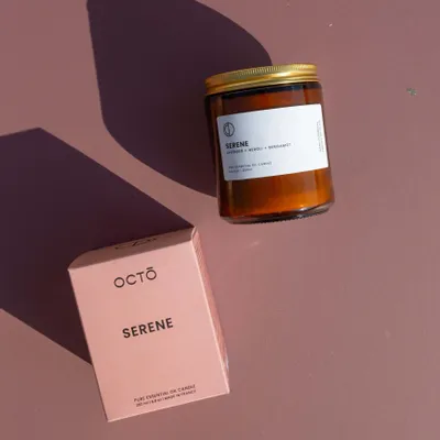 Candles - Serene (Lavender + Bergamot + Neroli) | Amber jar candle - OCTŌ